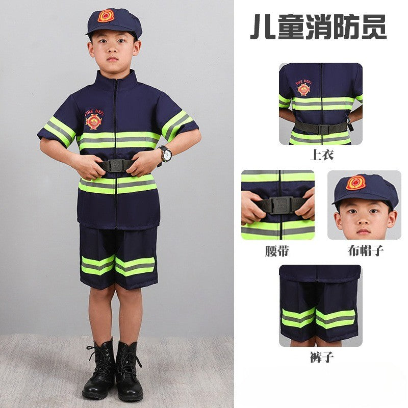 Children's Firefighter Performance Costume Kids Sets Boys and Girls Cosplay Fireman Clothes Festival Stage Show Clothes