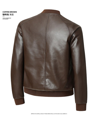 Spring Autumn Men Motorcycle Leather Jacket Junior Coat Men Stand Up Collar Casual Handsome Leather Jacket men Jacket