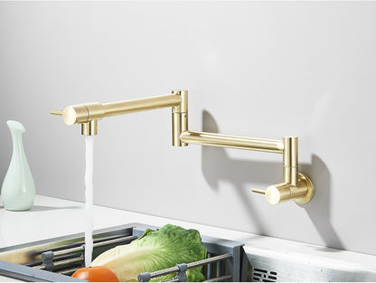 Brushed Gold Rotated Kitchen Sink Faucet Cold Water Tap Brass Basin Sink Swivel Faucets Wall Mounted Faucet