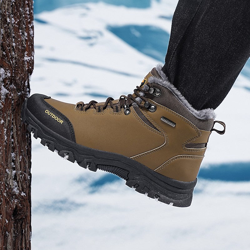 New Men Winter Snow Boots For Waterproof Leather Sneakers Super Warm Men's Boots Outdoor Male Hiking Boots Work Shoes Big Size