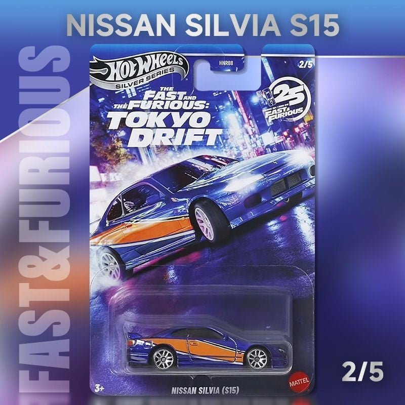 New Hot Wheels Silver Series Fast & Furious Tokyo Drift Set Nissan/Monte Carlo/Road Runner 1:64 Model Diecast Vehicle Cars toys