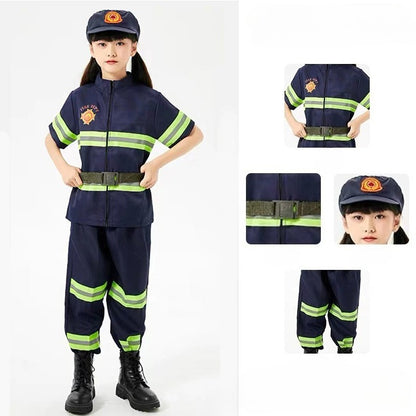 Children's Firefighter Performance Costume Kids Sets Boys and Girls Cosplay Fireman Clothes Festival Stage Show Clothes