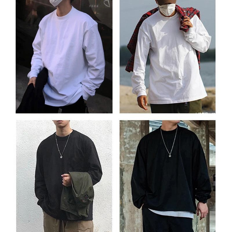 Dukeen 280g Heavyweight Long-Sleeved T-Shirt for Men 100% Cotton Shirts Oversized Solid Color Tops Plain Tees Men's Clothing
