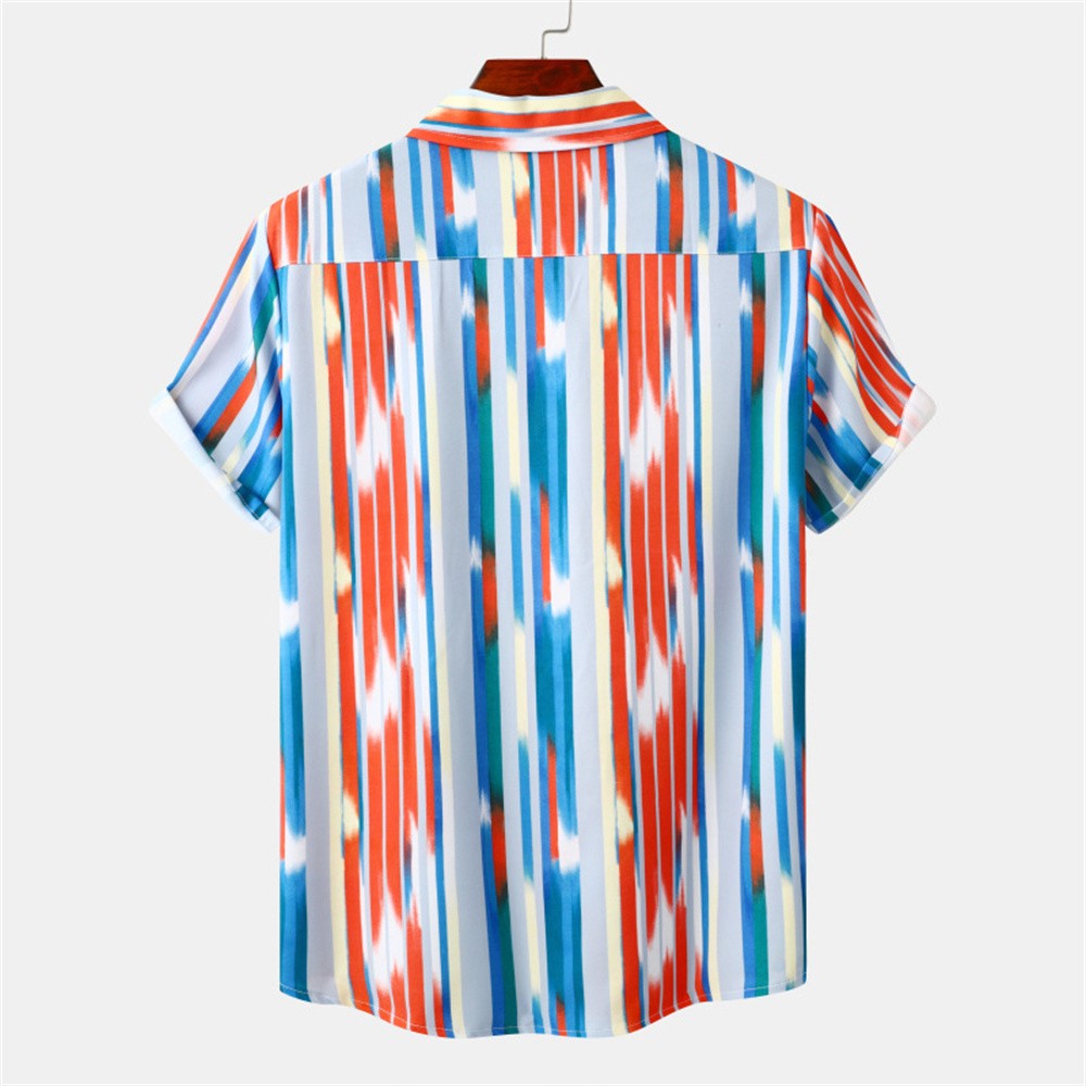 Summer Men Stripe Casual Shirts Hawaiian Beachwear Streetwear Fashion 3d Print Short Sleeve Holiday Imported Clothing Floral