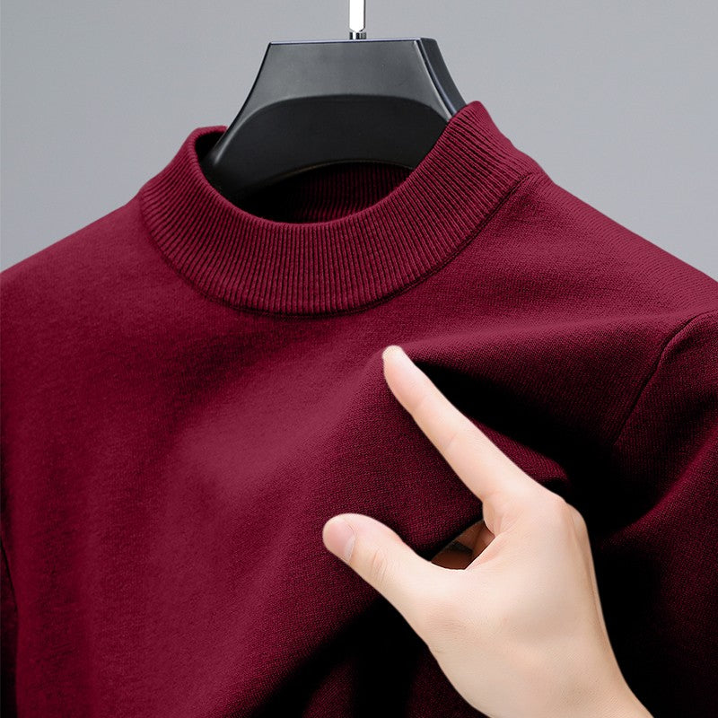 Half Turtleneck Knitwear Sweater New Autumn/Winter Mock Neck Sweatshirts Solid Color Pullovers Man Brand Casual Mens Clothing
