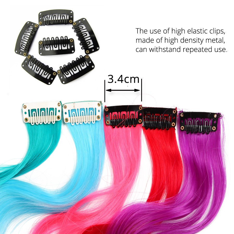 Cabelo Sintético Arco-Íris Ondulado, Extensões de Cabelo Longas, Extensões de Cabelo com um Único Clipe, Perucas Coloridas de Fibra Sintética, Cabelo Falso 20";;VERDADEIRO;;"Q33,20inches