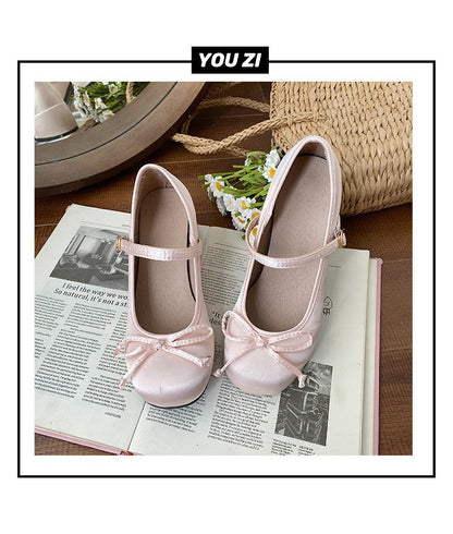 Spring Autumn Thick Heel Pink Shoes Elegant Bow Lolita College Girls High Heels  Women Sandals zapatos de mujer mary jane shoes