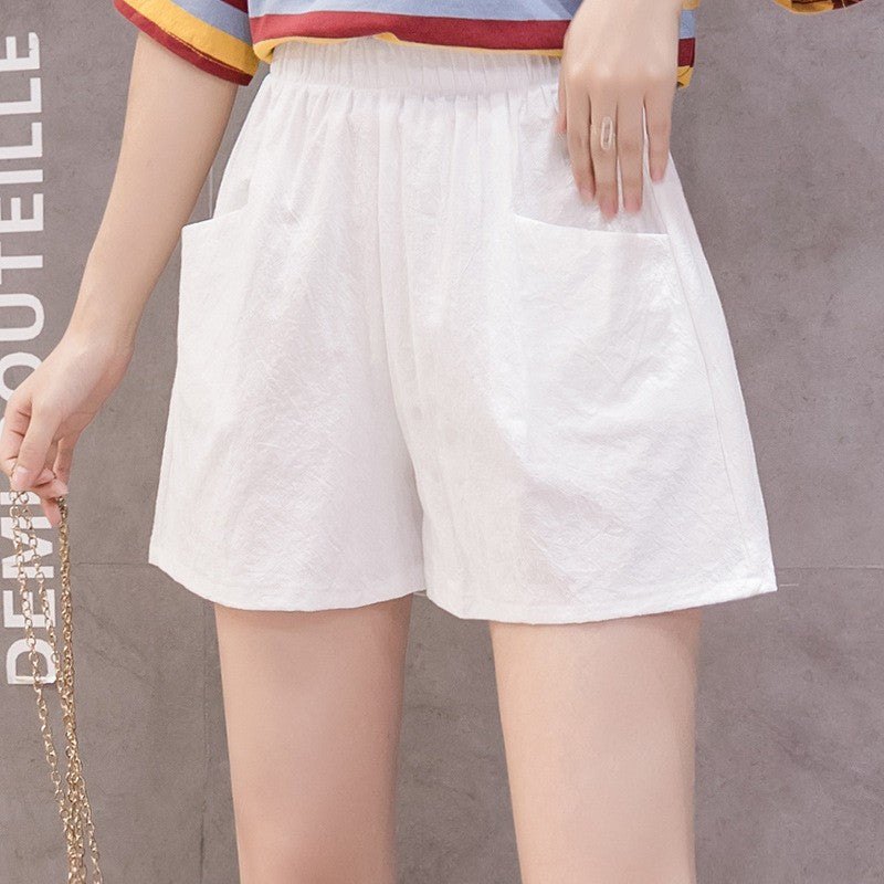 2024 Women Summer Cotton Shorts Casual Solid Pockets Basic Shorts Elastic Waist loose shorts Soft Cool female Outwear Shorts