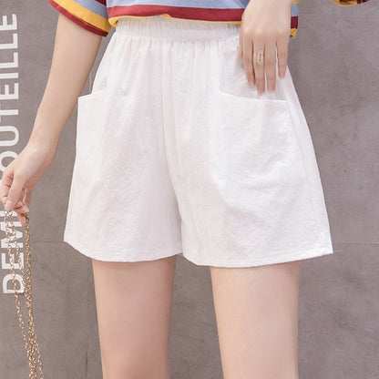 2024 Women Summer Cotton Shorts Casual Solid Pockets Basic Shorts Elastic Waist loose shorts Soft Cool female Outwear Shorts