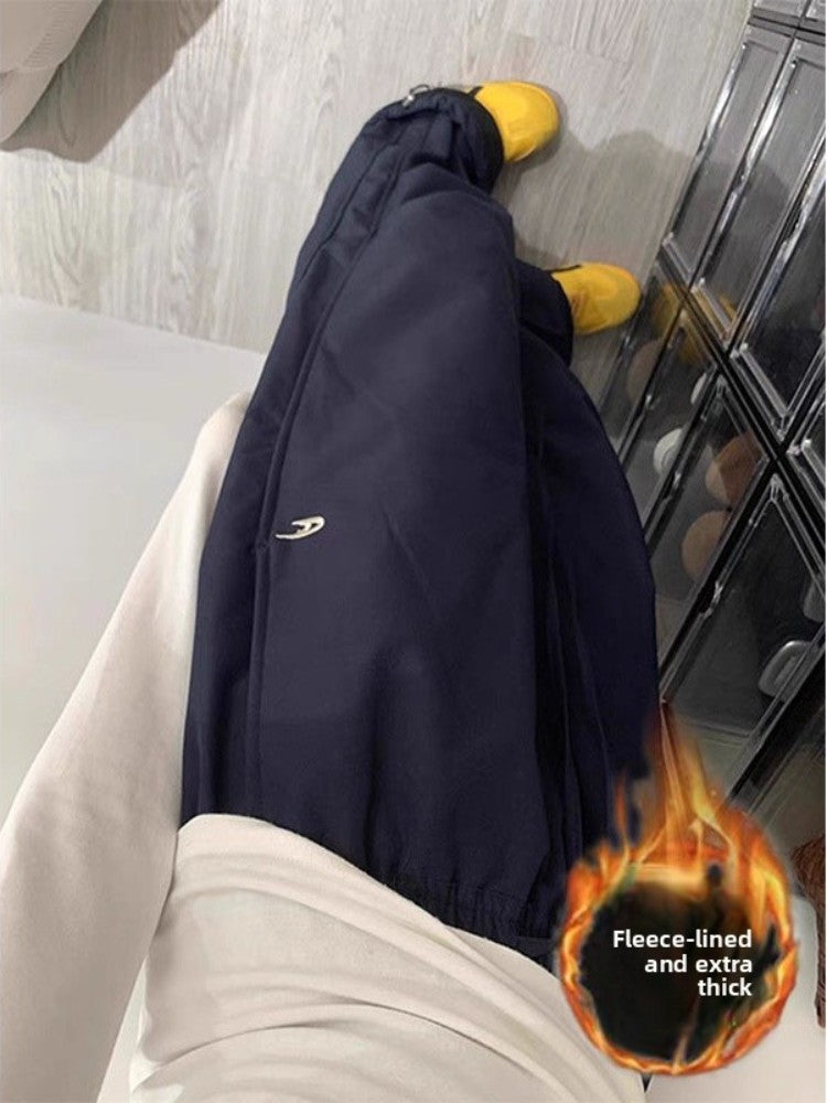 Women's Plush Charge Pants Autumn Winter Collection Korean Style Loose Casual Sports Trousers for Students