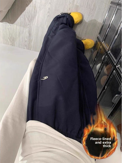 Women's Plush Charge Pants Autumn Winter Collection Korean Style Loose Casual Sports Trousers for Students