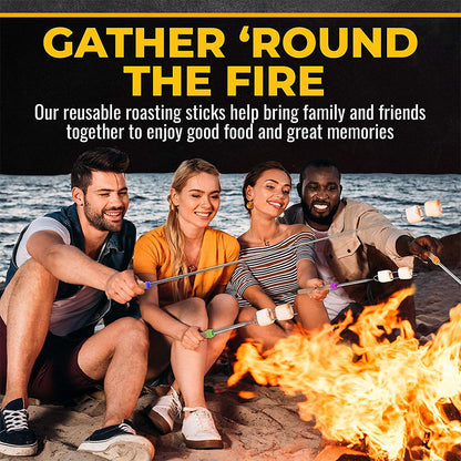 LMETJMA 8 pcs Barbecue Skewers Extendable Marshmallow Roasting Sticks Stainless Steel BBQ Telescoping Smores Skewers KC0467