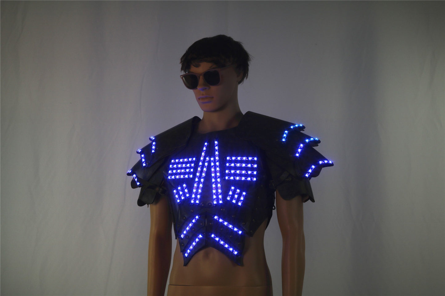Men's Luminous Clothing Night Show Props Halloween LED Luminous Armor Stage COSPLAY Fluorescent Party Vest
