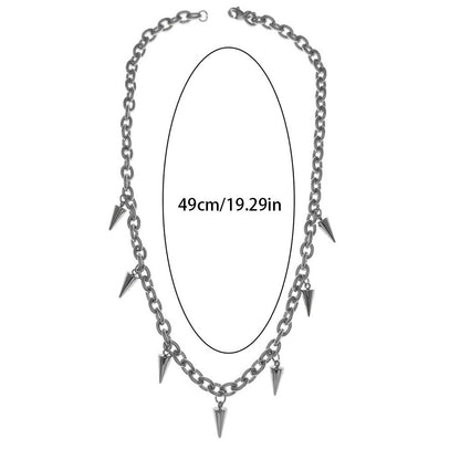 Men Punk Style Rivet Tassel Necklace Women Fashion Geometric Titanium Steel Hip Hop Chain Necklace