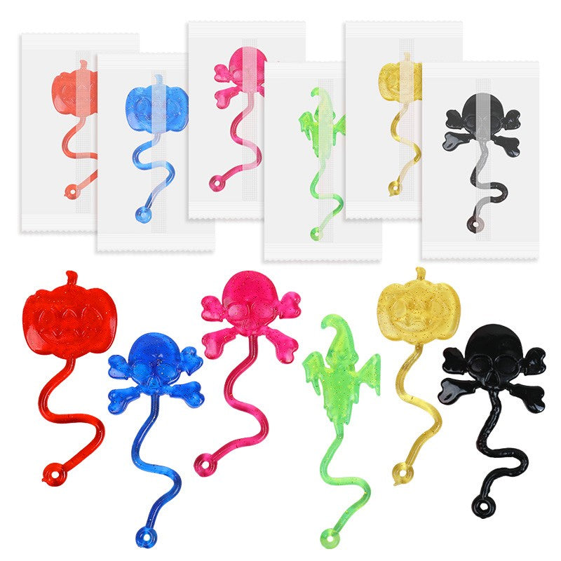 12/30PCS Halloween Stretchy Sticky Toy Kids Treat Or Trick Gift Pumpkin Ghost Witch Fun Toys Birthday Party Favors Goodie Filler