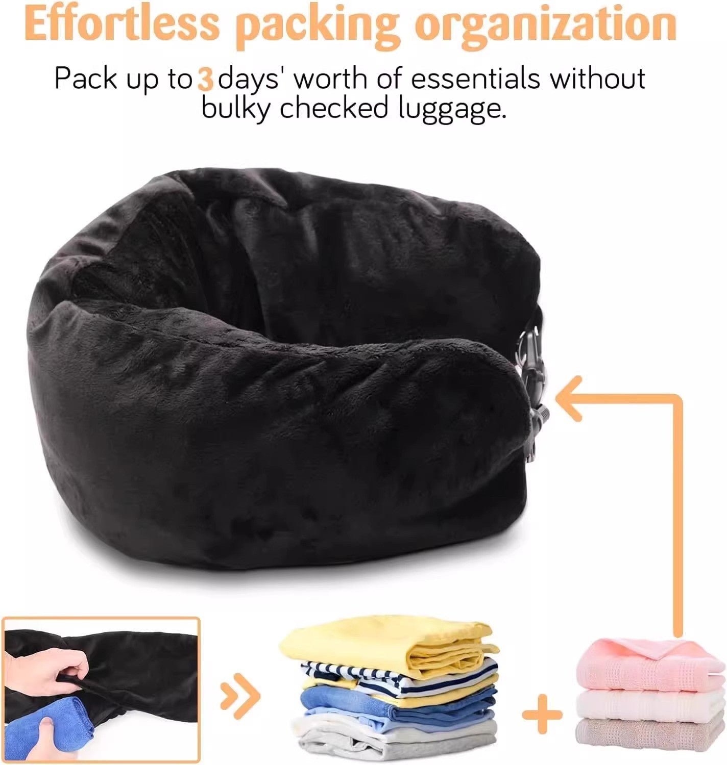Neck Pillow Travel Pillow Sleeping Pillows Bag with Fillable Cover U Shaped Velvet Pillowcase Storage for Airplane cylinder