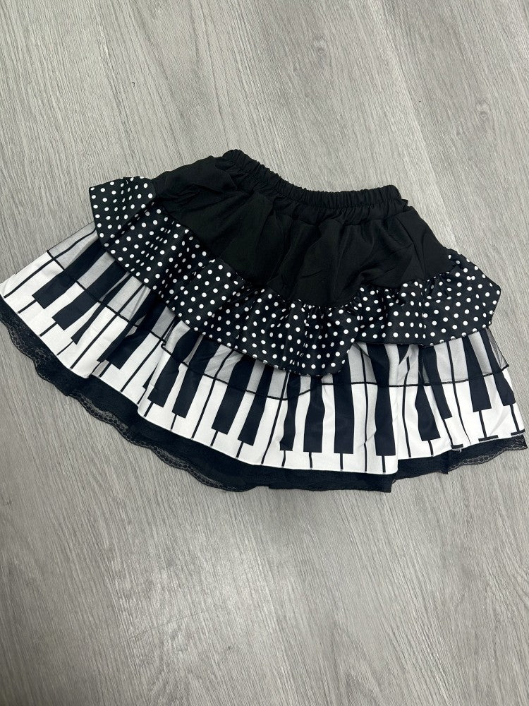 American Vintage Black White Piano Keys Skirts Y2k Slim Waist Ruched A-line Skirt Women 2025 Summer New Korea Style Chic Mujer