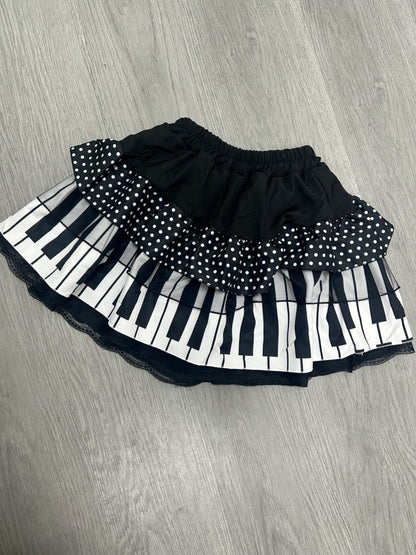 American Vintage Black White Piano Keys Skirts Y2k Slim Waist Ruched A-line Skirt Women 2025 Summer New Korea Style Chic Mujer