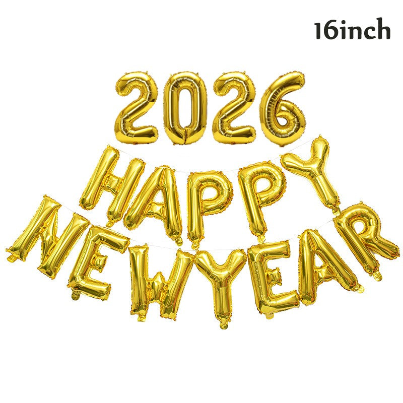 16 Inch 2027 Happy New Year Foil Balloons Christmas New Year Party Decoration Festival Party Supplies Photo Props Home Decor
