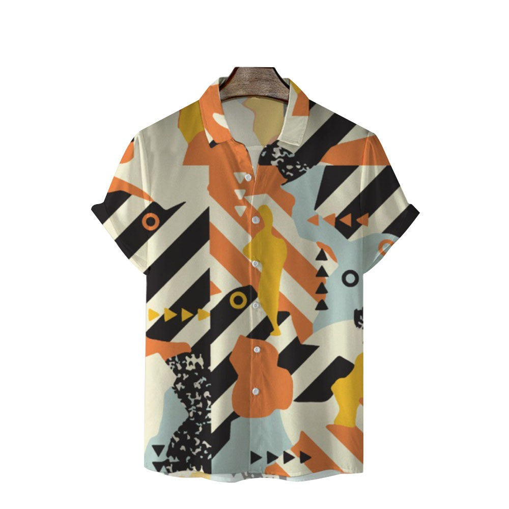 Summer Fashion Vacation 2024 Color Printed New Casual Lapel Short Sleeve Thin Ha
