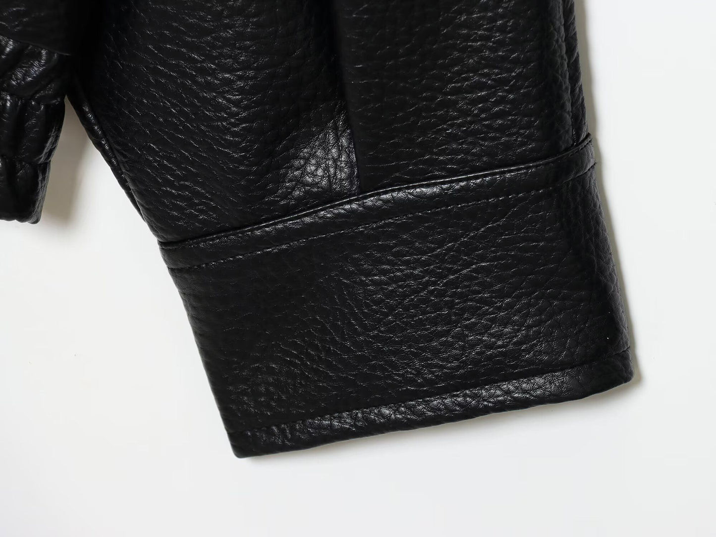 2025 autumn new women's casual fashion simple long sleeved faux leather long sleeved stand up collar leather jacket