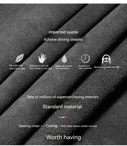 Suede Cover for All Seasons Auto Steering Wheel Cover Ultra-thin Non-slip D-shaped Round Breathable Car Steering Wheel Protector