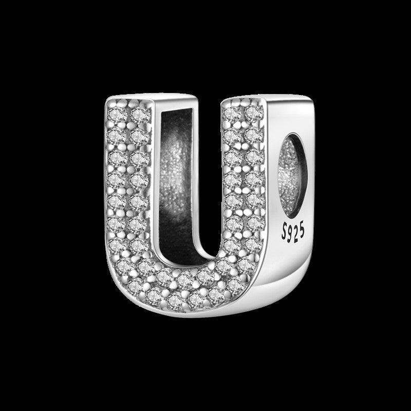 Fit Original Bangle Bracelet DIY A-Z Alphabet Charms Bead 925 Sterling Silver CZ Zircon LOVE Letter Dangle Pendant Jewelry Gift