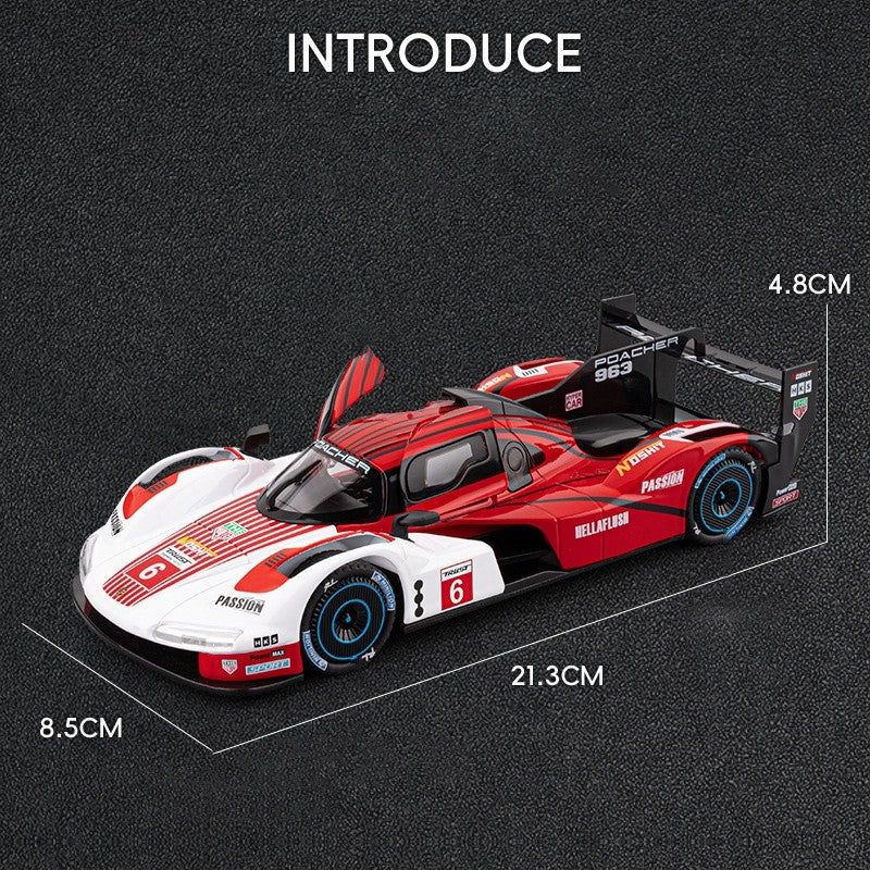 1:22 963 Corrida de Endurance de 24 Horas Modelo de Carro em Liga de Metal Diecast Carro Miniatura com Luz e Som Coleção Carro de Brinquedo para Crianças