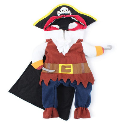 Roupa de Cachorro para Halloween Fantasia Engraçada de Pirata para Gatos Pequenos e Cachorros Roupa de Cosplay Transformável para Filhotes Roupa de Fantasia em Pé