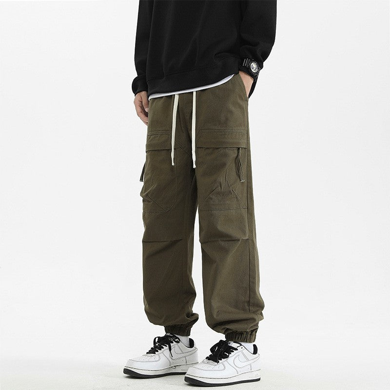 2024 M-5XL Calça Masculina de Algodão e Cânhamo Primavera e Outono Nova Calça Larga com Cordão Calça Saruel Harem Calça Casual Japonesa