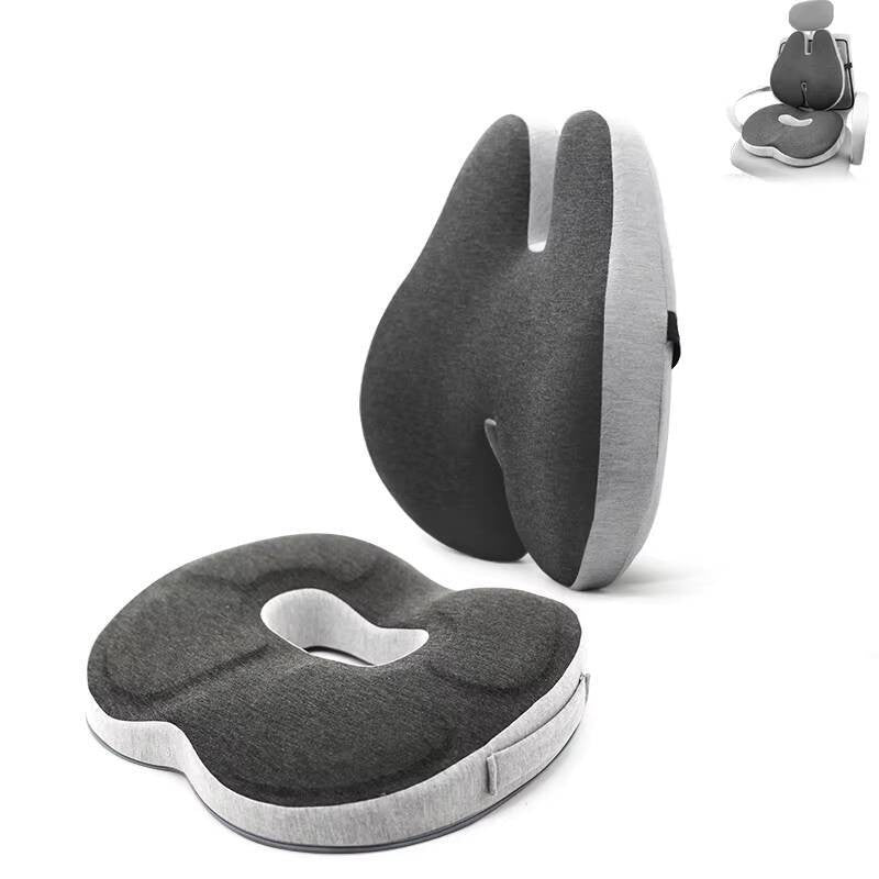 Comfortable Office Chair And Lumbar Support Pillow Set Memory Foam Seat Cushion Set Waist Protective Pad Office Reclining Pillow