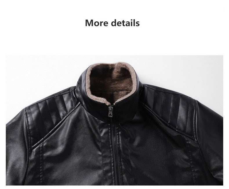 Men Leather Jacket Winter Fleece Lined Biker Jackets Fashion Motorcycle Jacket Faux Leather Coat Outwear Casual Streetwear