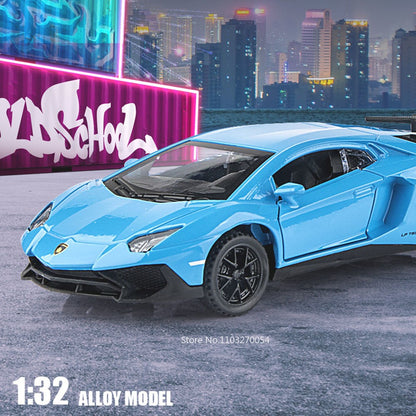 1:32 Divo Alloy Lambor LP750 Modelo de Brinquedo Carro Fundido Porta Aberta com Luz de Som Puxar Para Trás Carros Esportivos em Miniatura Presente para Meninos