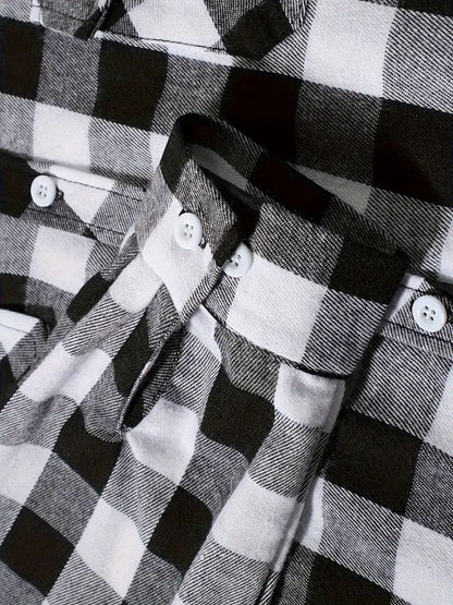 Spring and Autumn Fashion Cotton Long Sleeve Men's Shirt New Brushed Red Plaid Business Leisure Fit Flannel No iron