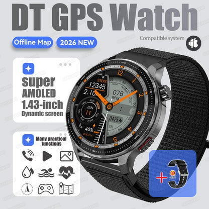 New Outdoors Military T-Rex3 Offline Map GPS SmartWatch 10ATM Waterproof Watch 4GB Memory Compass Voice Call Sports Bracelet Men