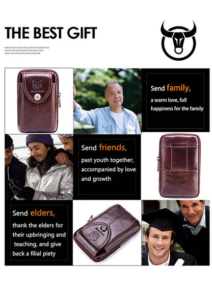 BULLCAPTAIN  MEN'S Leather BELT WAIST Bag Military Fanny PACK Molle Small Money Phone WAIST PACK Bum Pouch PURSE