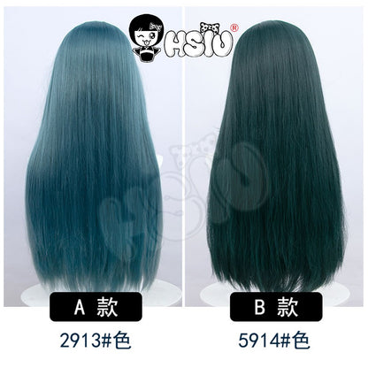 ?HSIU Brand?26 Colors 60cm Long Straight Hair Pink Gray  White purple Black pink Fiber synthetic wig + Free brand wig net