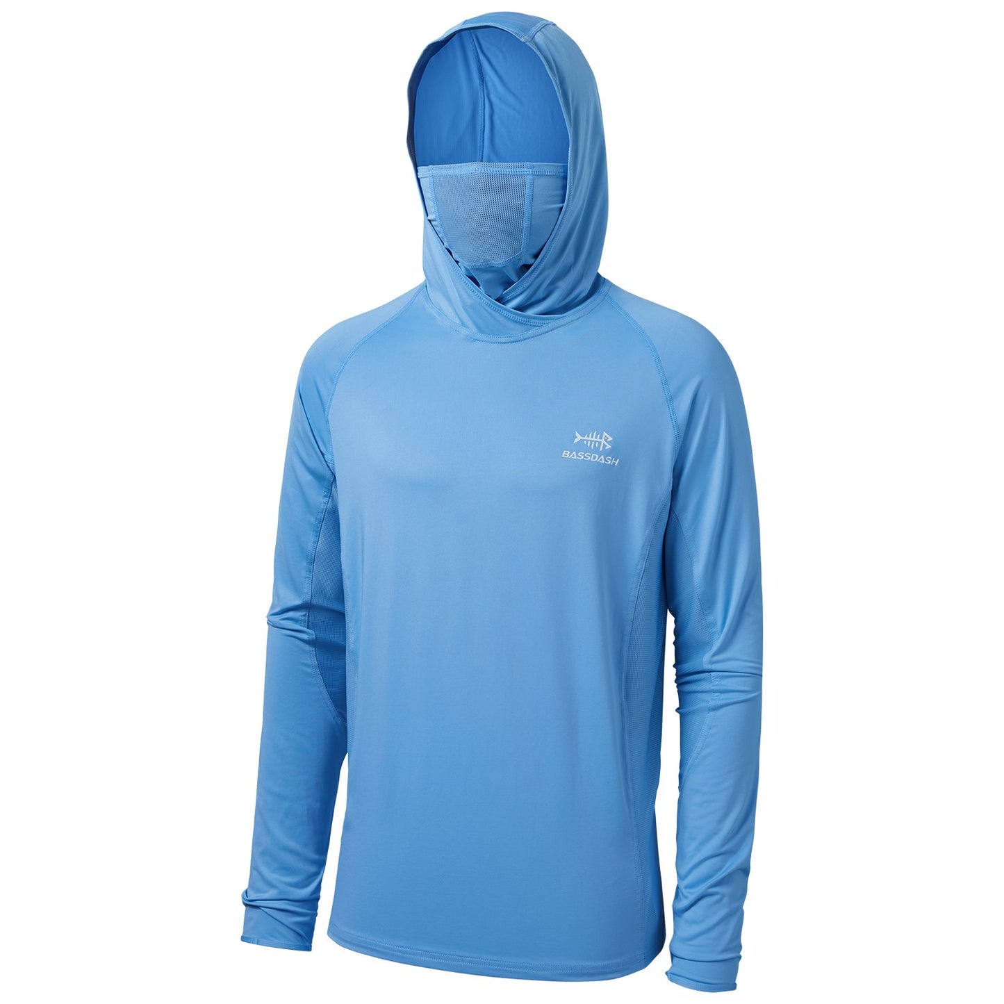 Camisa de Pesca Masculina Bassdash UPF 50+ de Manga Longa com Máscara e Capuz Protetor de Pescoço UV para Manter a Cabeça e o Rosto Aquecidos em Atividades ao Ar Livre, Caminhada e Corrida