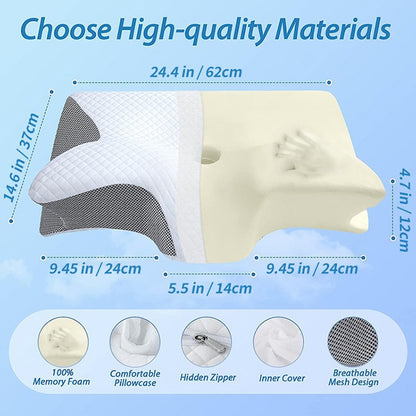1pc Memory Foam Pillow 2 in 1 Ergonomic Contour Orthopedic Pillows for Sleeping?Cervical Orthopedic Pillow for Neck Pain