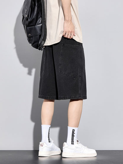 Men's Summer Denim Cargo Shorts Big Size 8XL 7XL 6XL Elastic Waist Straight Baggy Jeans Shorts