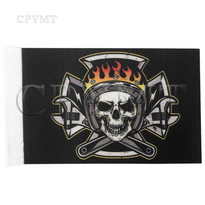 Universal Motorcycle Luggage Rack Nation Flag Double Side Pirate Flag Fit For Harley CBR YZF