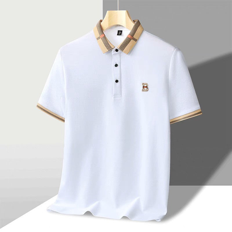 High end brand embroidered men's short sleeved pocket design polo shirt, summer new cool and breathable cotton casual T-shirt
