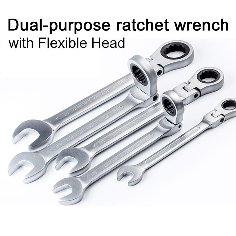 Chave Catraca Combinada, com Cabeça Flexível, Ferramenta de Catraca Dupla Função, Conjunto Combinado de Catracas com Abertura Flexível de 180 Graus