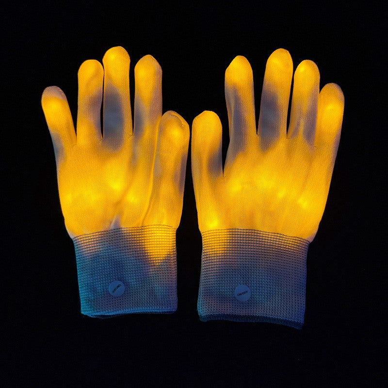 1Pair LED Gloves Neon Glowing Halloween Party Light Props Luminous Flashing Skull Gloves Stage Costume Glow Party Supplies