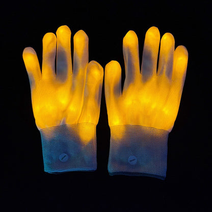 1Pair LED Gloves Neon Glowing Halloween Party Light Props Luminous Flashing Skull Gloves Stage Costume Glow Party Supplies
