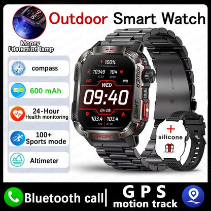 Outdoor Sports Smart Watch Men 2.01" GPS Tracker Compass LED Flashlight 600mAh Battery Waterproof Bluetooth Call Smartwatch Man