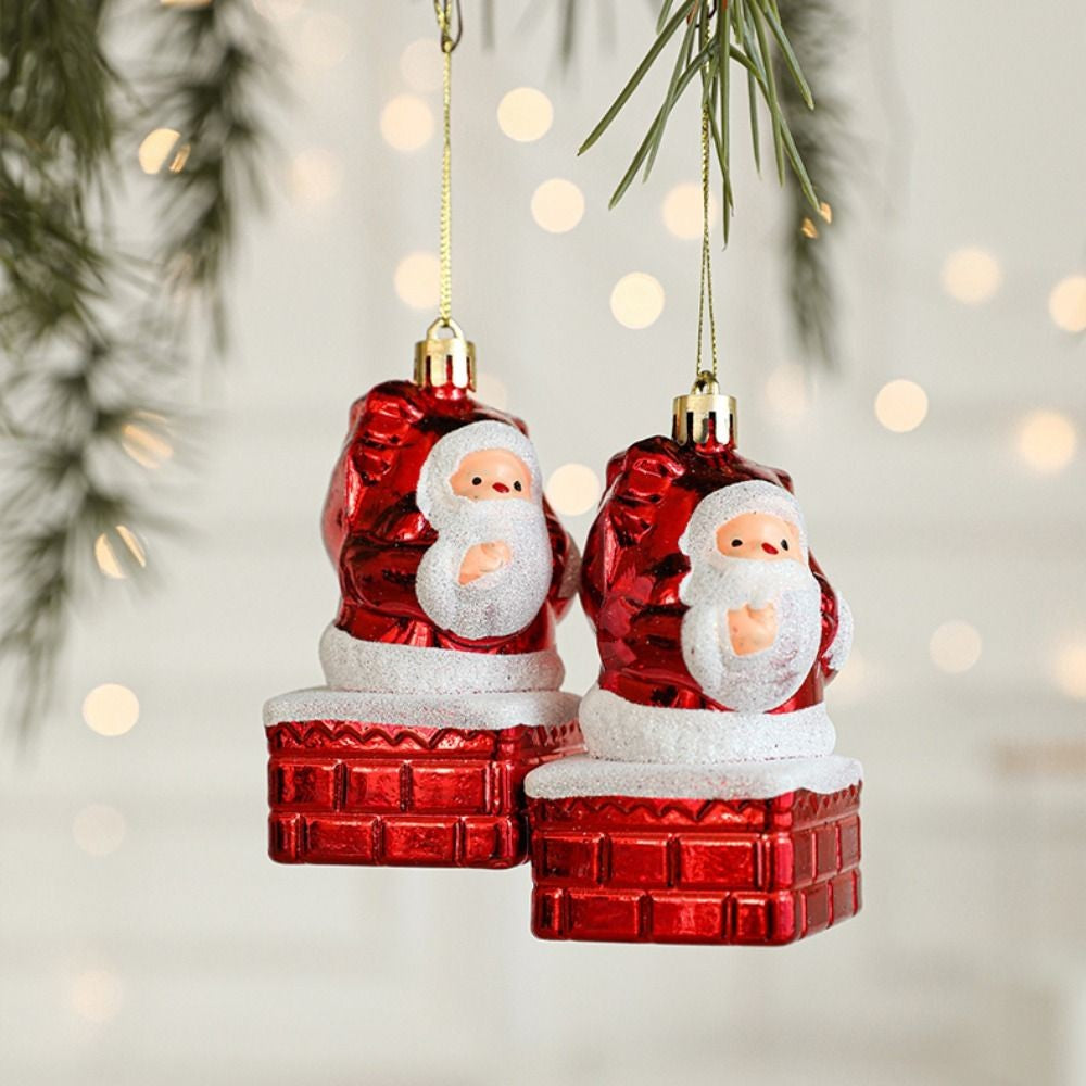 2PCS Red&white Christmas Hanging Decoration Plastic Santa Clause Xmas Ornament Ball Festival Camera Owl Xmas Baubles