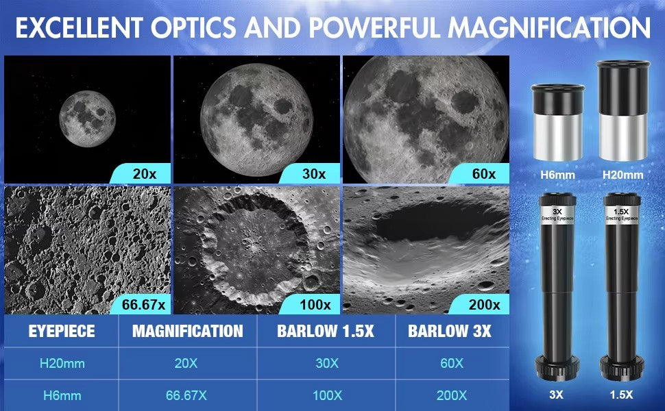 Telescópio Monocular 70300 com Tripé e Adaptador para Celular, Telescópio Portátil para Aventuras de Observação de Estrelas!