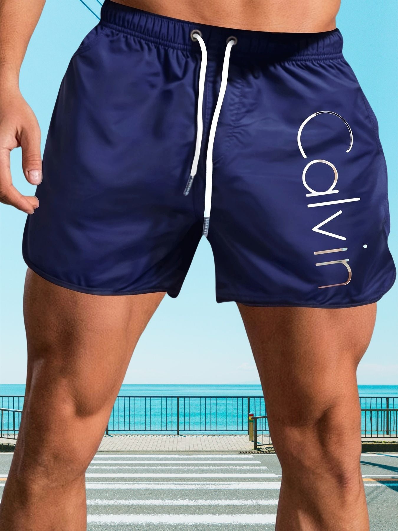 Men's Breathable Sexy Swimsuit Low Waist Casual Beach Shorts Drawstring Boxer Briefs Surfing Volleyball Summer S-3XL