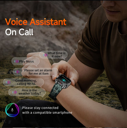 Novo Smartwatch Global 2.01 Polegadas Bateria Grande de 1100mAh Luz LED Bússola Masculino Relógio Esportivo Outdoor Assistente de Voz Chamada Sem Fio